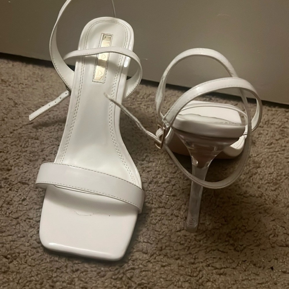 White strap heel
